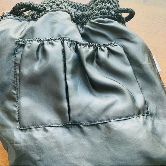 NWOT The Sak Bag Backpack Black Crochet Macrame Classic Versatile Drawstring - Picture 8 of 9
